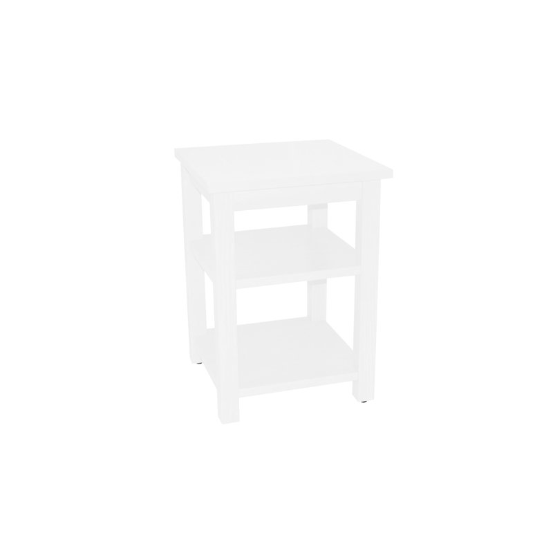 Table de chevet en bois massif Angeleque, Blanc