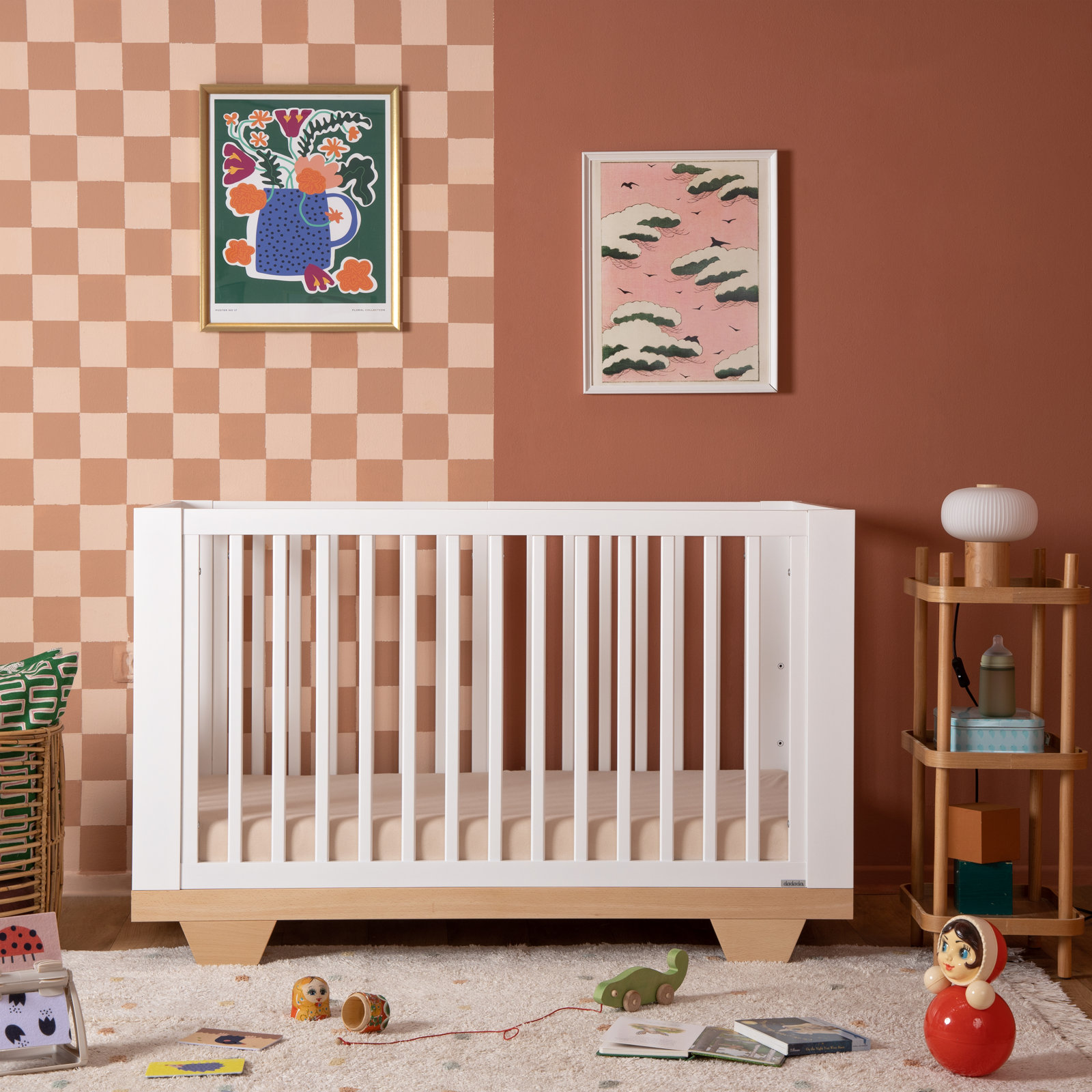 8-in-1 Convertible Crib, White/Natural