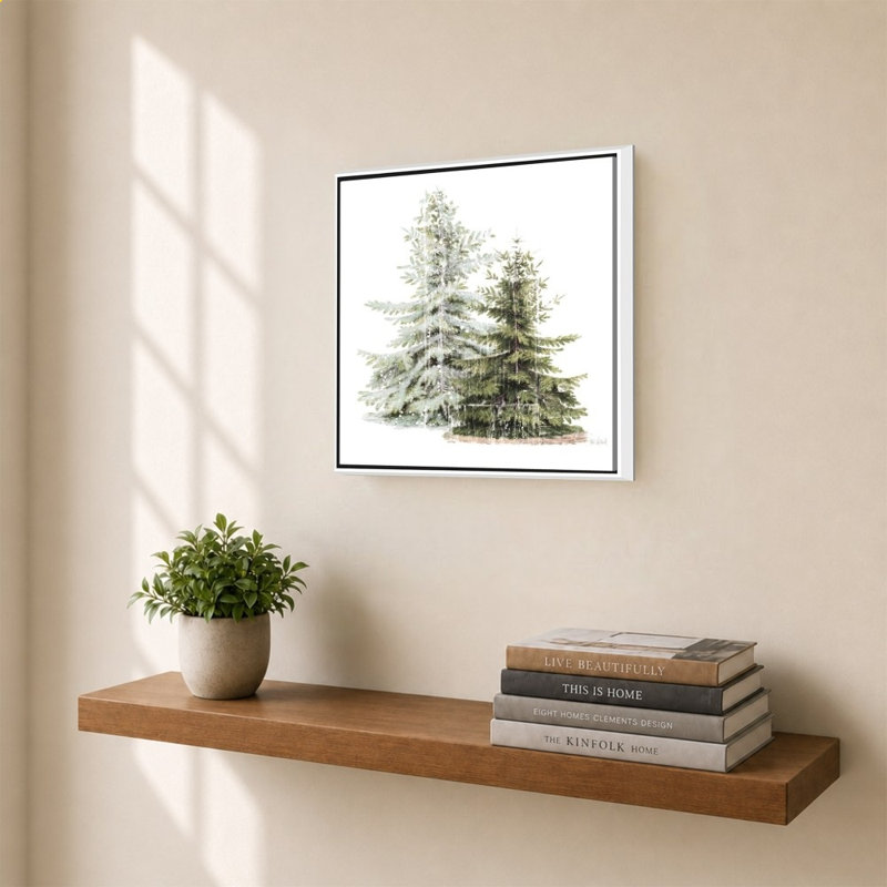«Wooded Holiday Trees» par Katie pertiet - impression sur toile, H 28 po x l 28 po, Blanc
