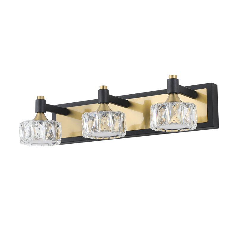 Luxury 3- Bathroom Fixture Over Mirror - Crystal & Modern Rust Wall Lamp -Proof Design