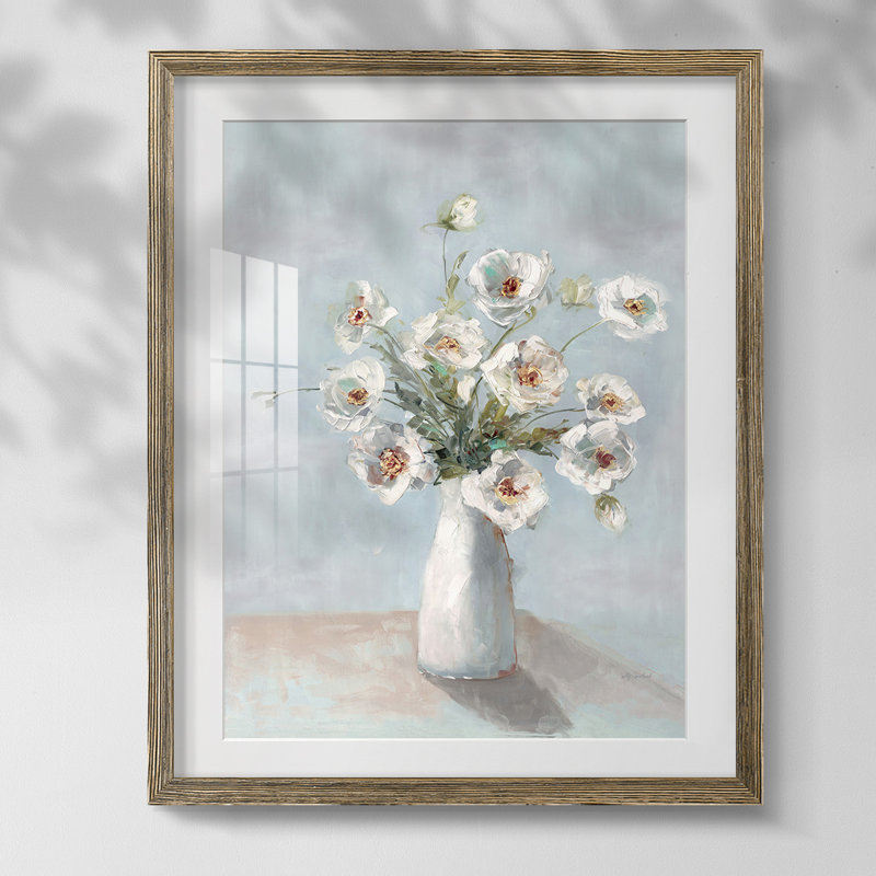 Let Me Bloom I Am, reproduction encadrée, Blanc, Papier avec cadre noyer