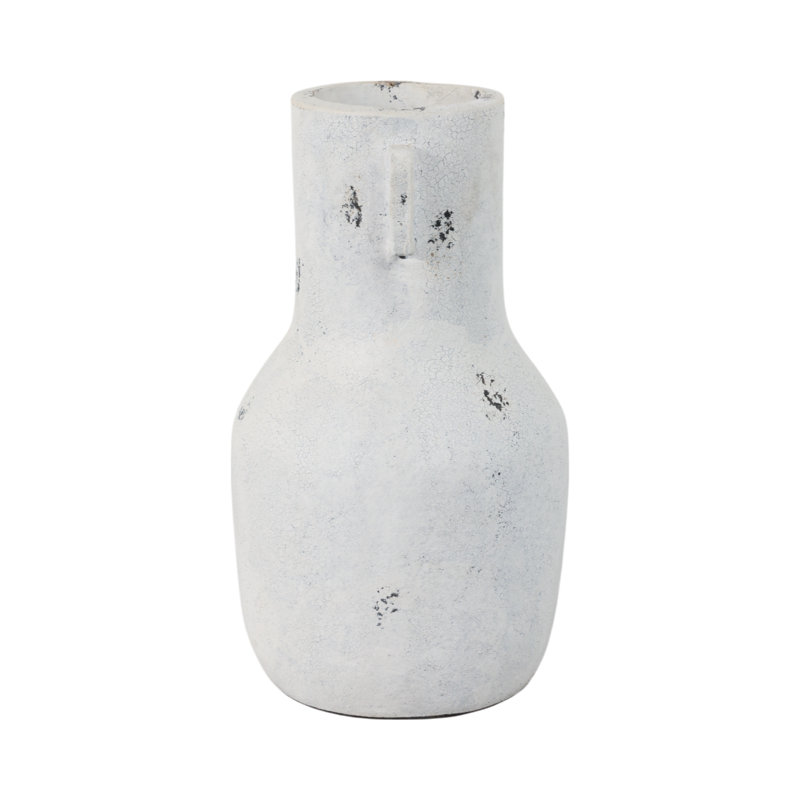 Handcrafted Terracotta Sculptural Vase with Textured Finish and Black Accent.