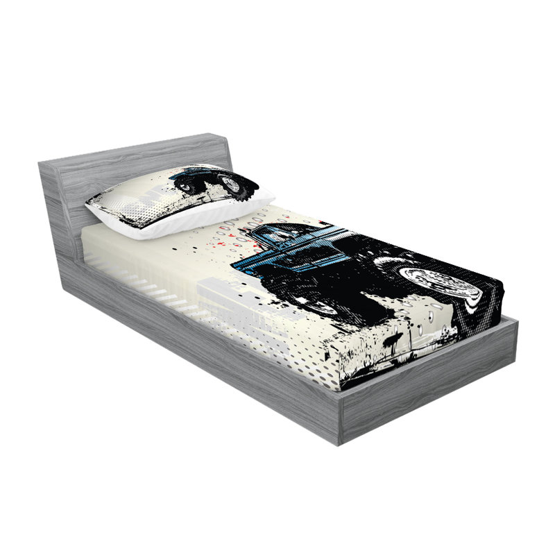 Drap-housse et coussin décoratif Ambesonne, Ensemble de draps-housses pour lit simple TG + 4 t