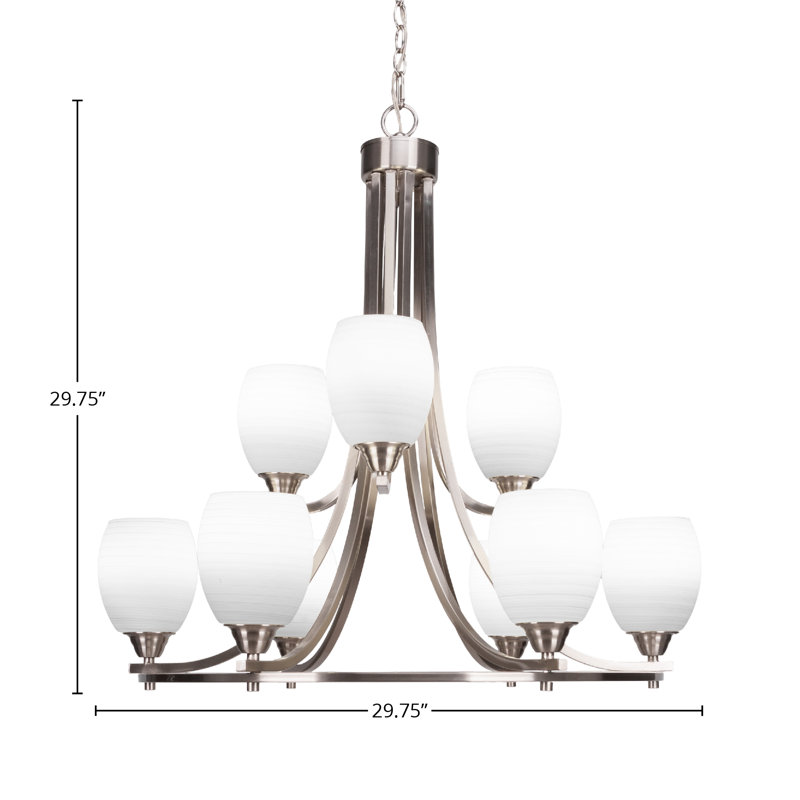 Lustre 9 lumières, Nickel brossé