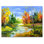 Paysage d'automne avec rivière sous un ciel bleu - peinture sur toile