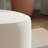22.5 in Light Cream Round Upholstered Ottoman Footstool with Solid Wood Base, for Living Room Bedroom