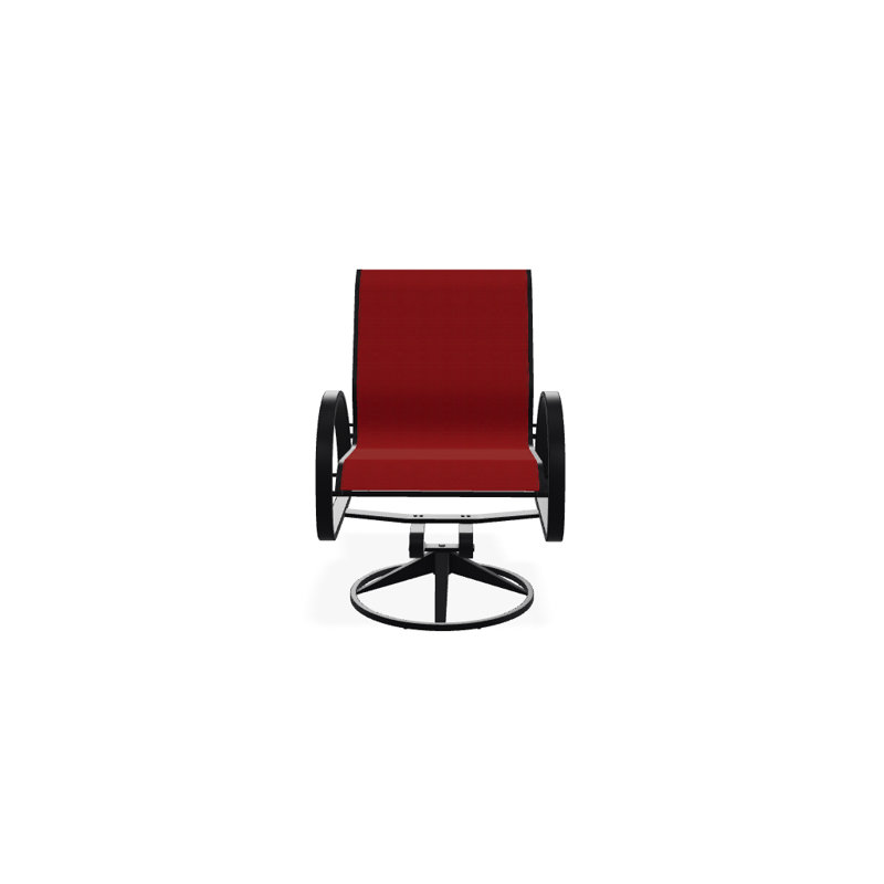 Fauteuil de patio pivotant Hiraku, Rouge 1D Sunbrella®, Noir texturé