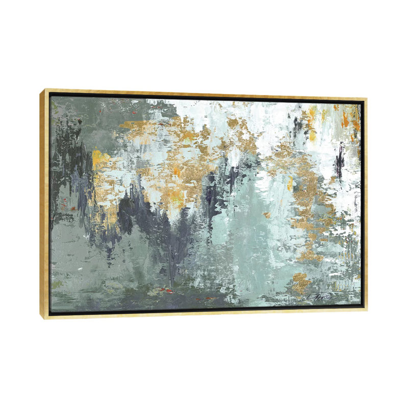 «Gold Magic» par Patricia Pinto - reproduction d'art, H 26 po x l 40 po x 1,5 po, Toile encadrée d'or, Pas de tapis