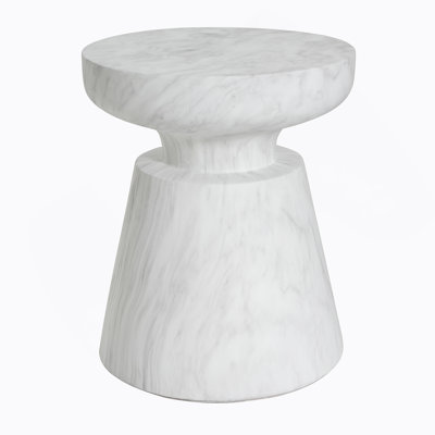 Outdoor Ponti Travertine Side Table,White