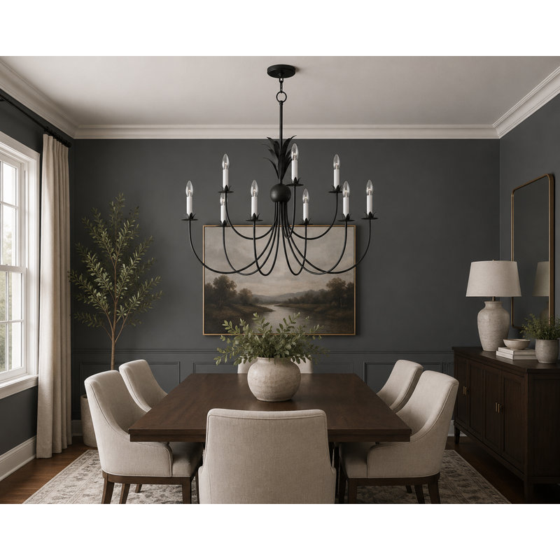 Lustre 9 lumières Ashelle, Gris anthracite