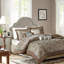 Housse de couette pour très grand / très grand lit - Design élégant platine et brun, bleu doux