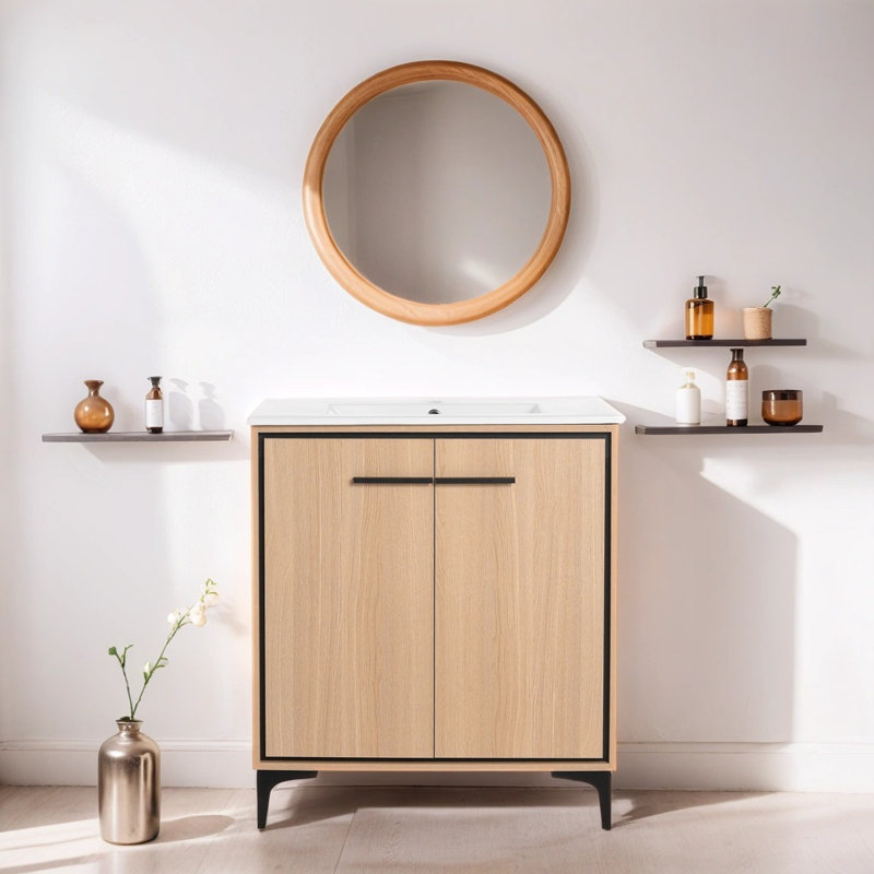 Dajean 30 " W Freestanding Standard Free Standing 1 Single Vanity Bathroom Vanity With Ceramic Top