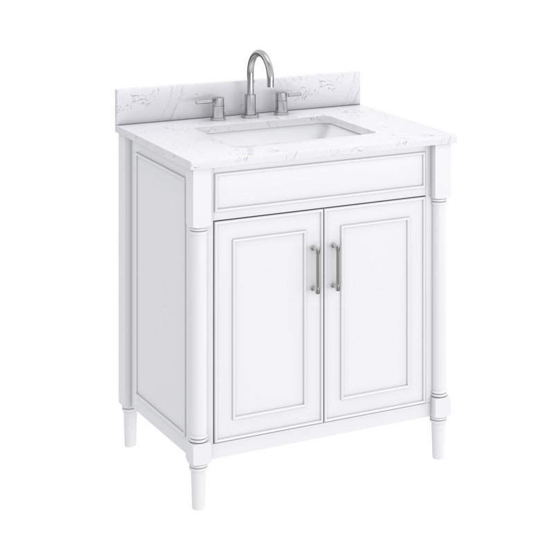 Bristol 31'' White Single Bathroom Vanity with Marble Top