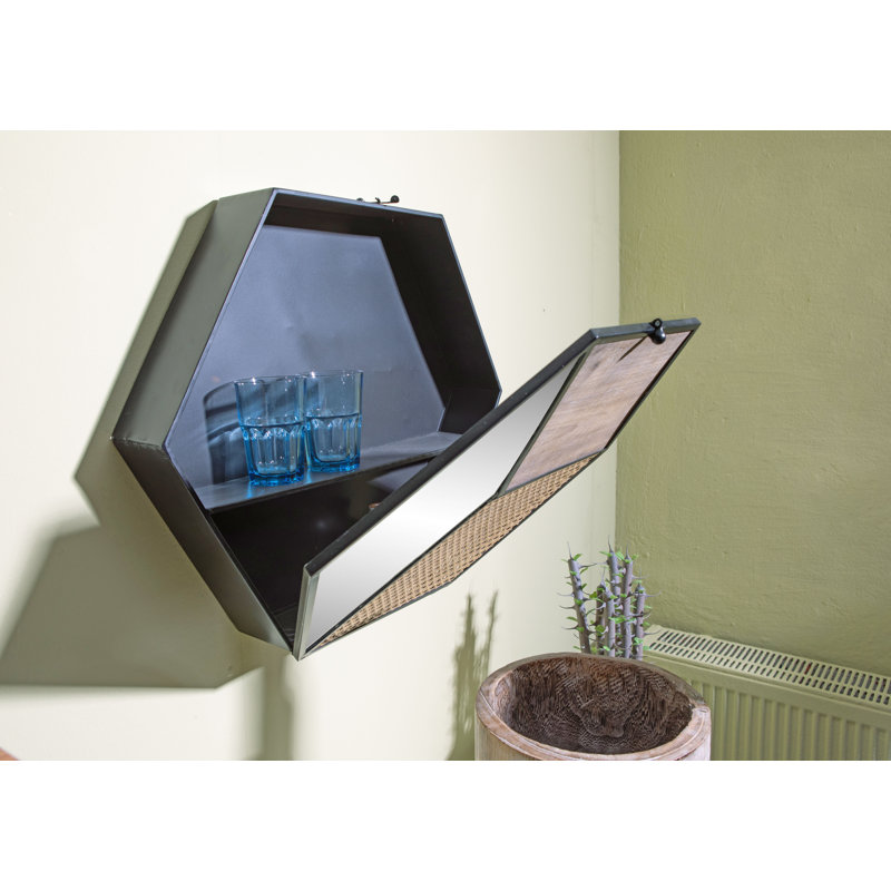 Nuangola Metal Flat Wall Mirror with Shelves