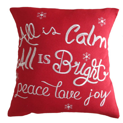 Christmas Greeting Embroidered Throw Pillow