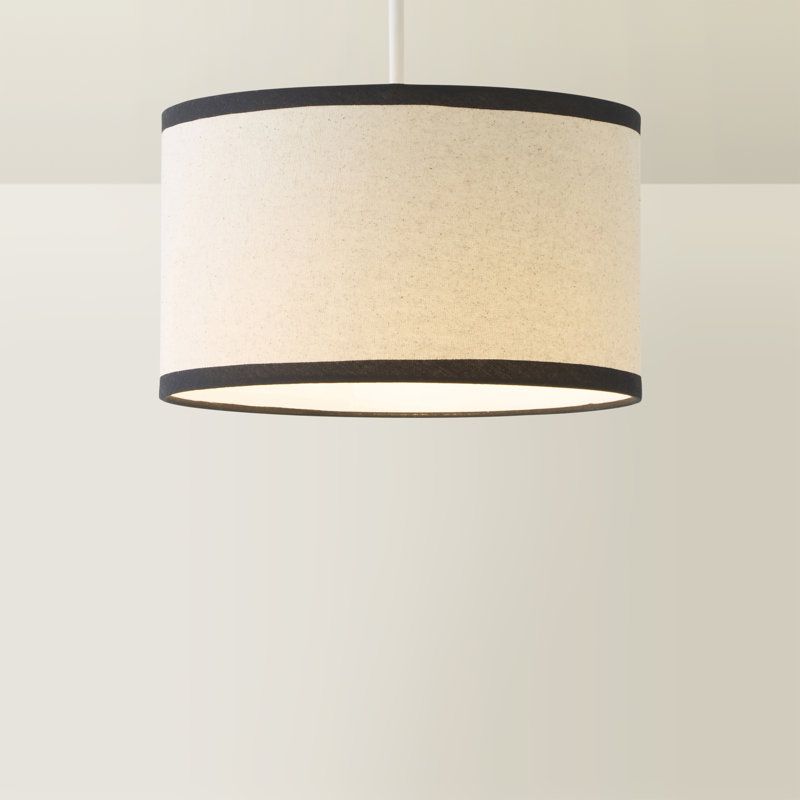 15cm H Linen Blend Drum Lamp Shade ( Slip-On ), Natural/Black