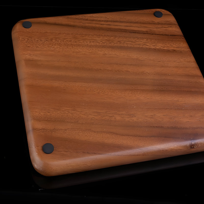 Plateau à thé en bois de noyer massif avec conception rectangulaire pour la cérémonie du thé, porte-gobelet et infusion à sec