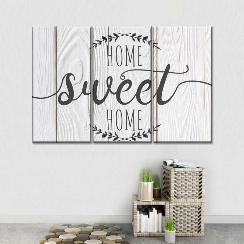 Home Sweet Home Typographie VI - Ensemble de 3 toiles tendues, H 38 po x l 24 po x P 1,25 po
