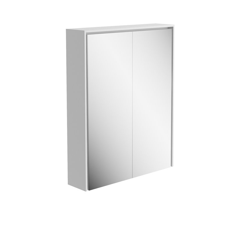 Wicker 550mm W 700mm H Surface Framed Medicine Cabinet Mirror 3 Fixed, Matt White, 70cm H x 75cm W x 13cm D