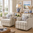 Parker Farmhouse 33'' W Upholstered Swivel Accent Armchair with Solid Wood Base