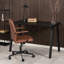 Troutman Glass Top Metal Base Writing Desk