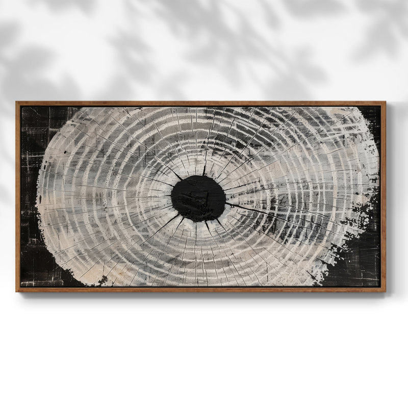Série abstraite - CCXVII - Toile tendue avec châssis encadré - Prêt à être accroché, H 21 po x l 41 po, Noyer