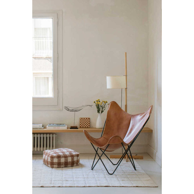Vichy Square Pouf, Toffee