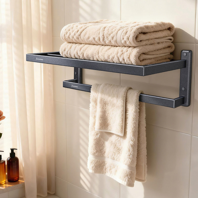 Porte-serviettes de salle de bain FIESONO, porte-serviettes 24 po avec barre à serviettes double