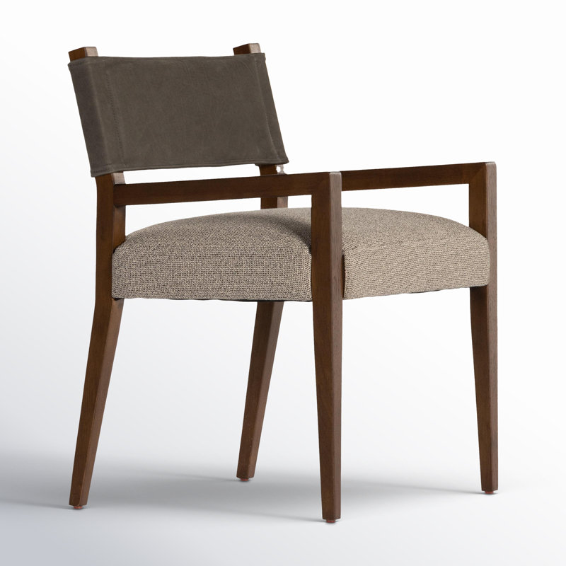 Ferris Dining Armchair, Gray Viscose/Polyester, Dark Brown