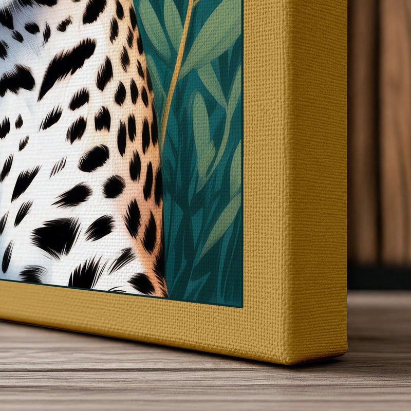Leopard Portrait Modern - Wrapped Canvas, 18x12 - 45.7 x 30.5 cm, Ochre Border