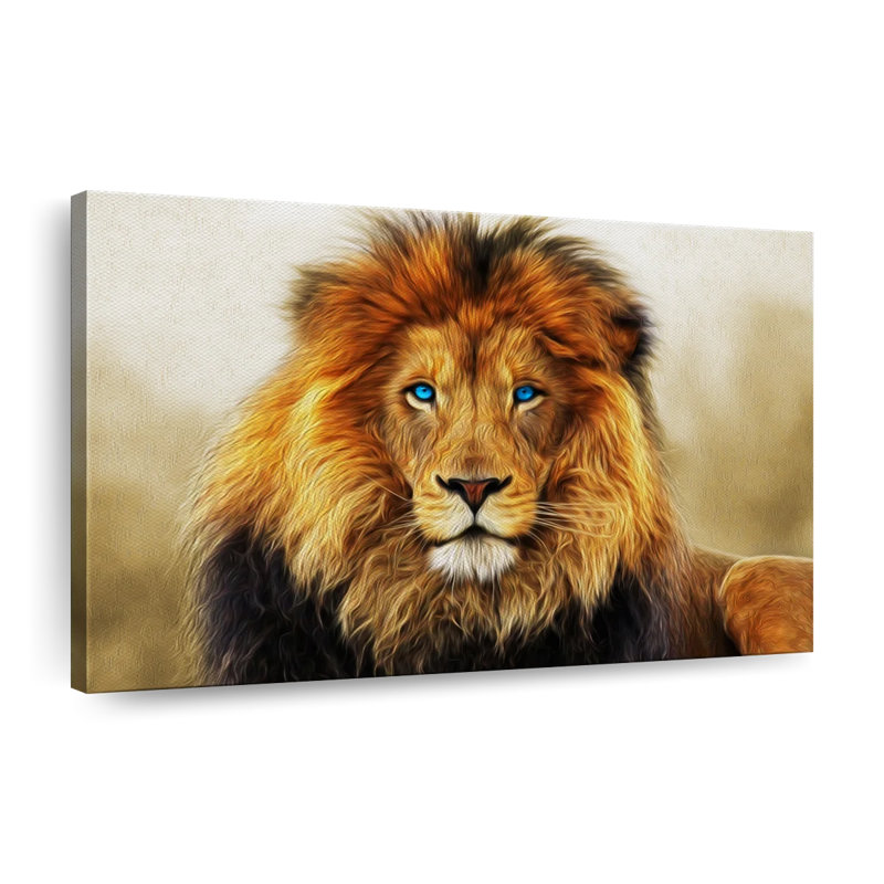 «Blue Eyed Lion», reproduction sur toile, H 39 po x l 26 po x P 1,25 po