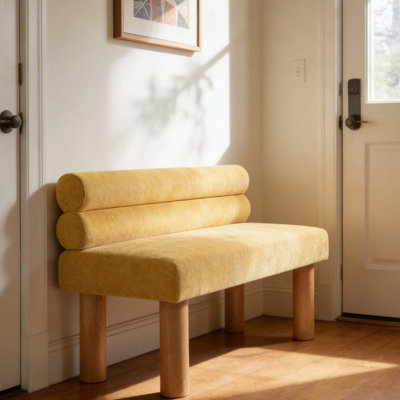 Banc de salle à manger rembourré avec des pieds en bois d'hévéa robustes pour une assise confortable dans la salle à manger, le salon et la chambre à coucher