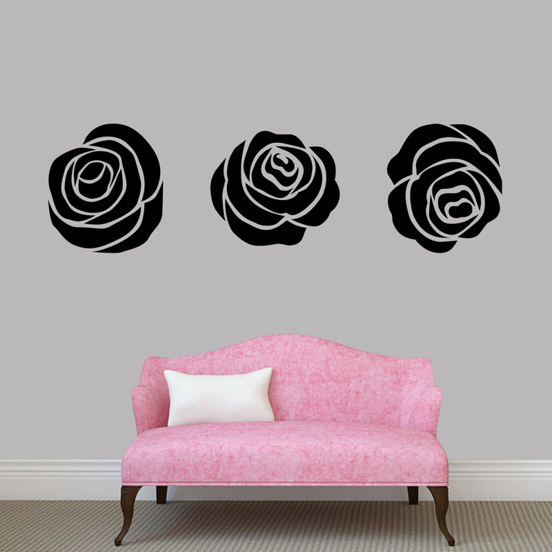 Décalcomanie murale ensemble de roses, Noir