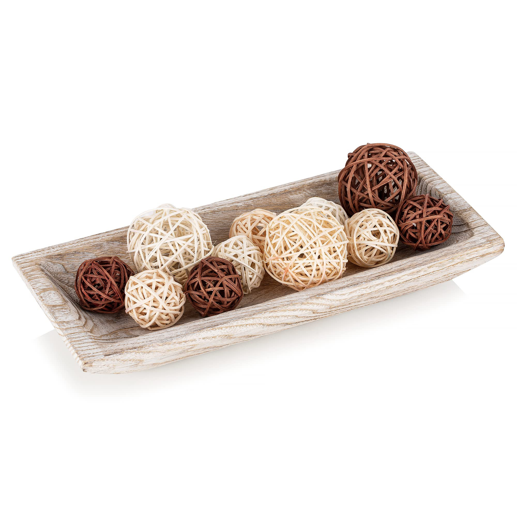ALL AMERICAN FURNITURE & MATTRESS, INC Decorative Wood Dough Bowl: Long Wooden Centerpiece Table ...