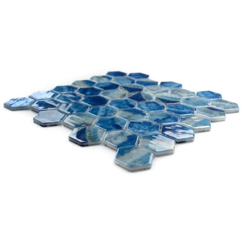 Eterna Hexx 2" x 2" Glass Mosaic Wall & Floor Tile, Blue