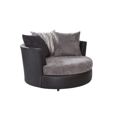 57" W Castered Swivel Barrel Chair
