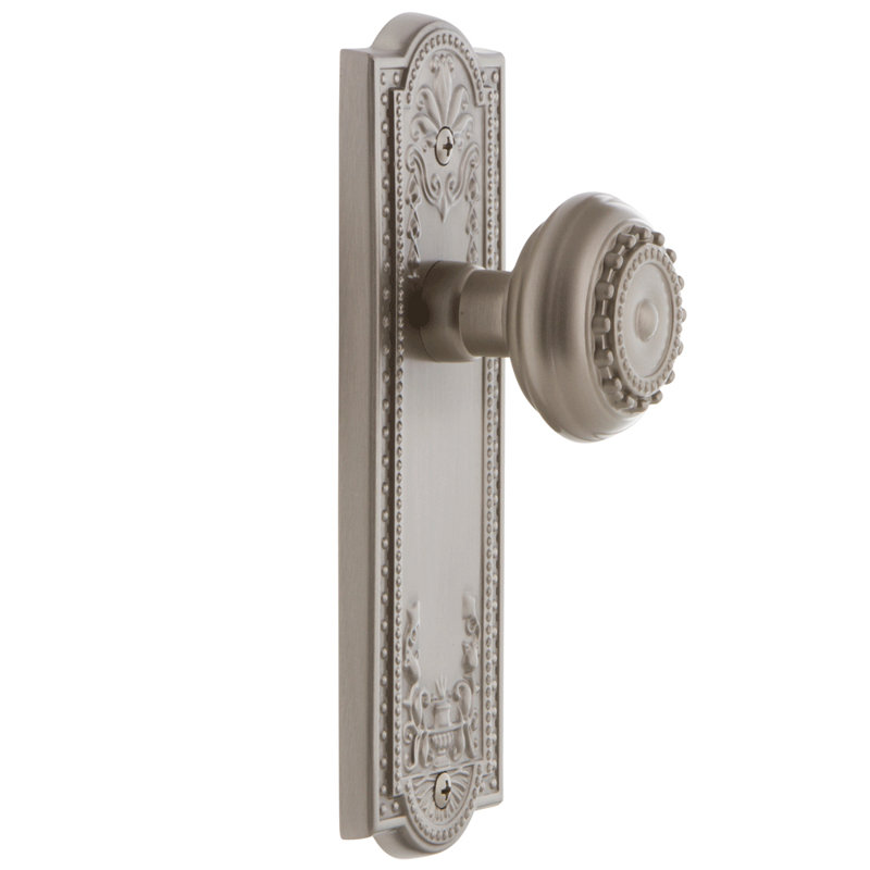 Grandeur Parthenon Plate Double Dummy with Parthenon Door Knob, Satin Nickel