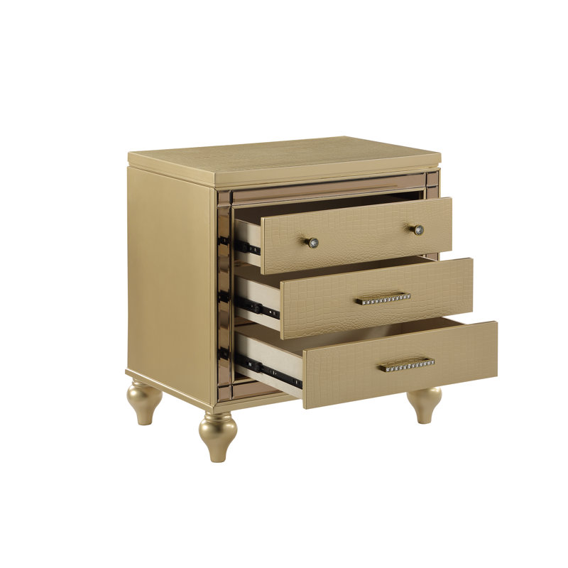 Ensemble de chambre à coucher 5 pièces Denard, Argent, 5 Pcs: Bed, 2 Dressers, Mirror, Nightstand, Grand lit