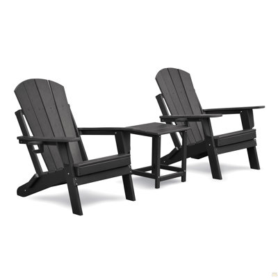Folding Outdoor Adirondack Chair Set Of 2 And Table Set,HDPE All-Weather Folding Fire Pit Chair,  Ergonomic Design Patio Lawn Chair