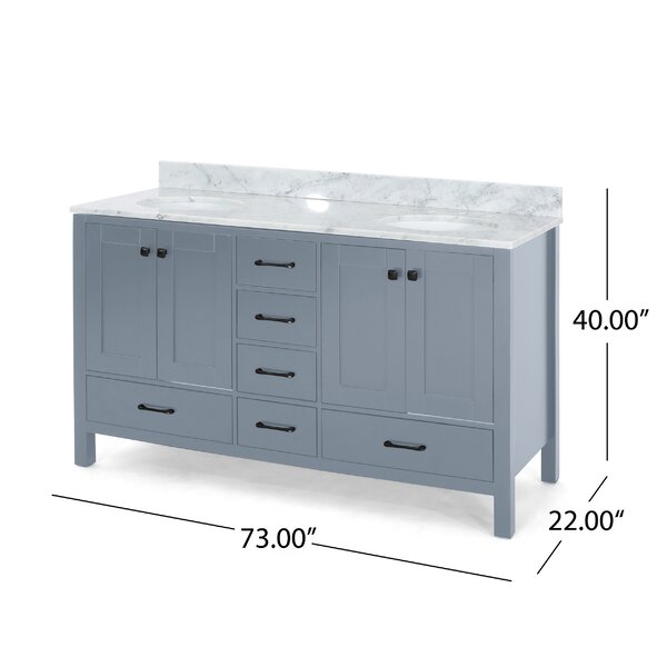 Highland Dunes Caryl 73'' Double Bathroom Vanity with Marble Top ...