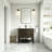 36" Transitional Freestanding Single Sink Dark Brown Oak Solid Wood Bathroom Vanity with Engineered Marble Top-730072757