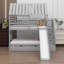 Lit superposé House avec lit gigogne et glissade, escalier de rangement, toit et fenêtre-355798462