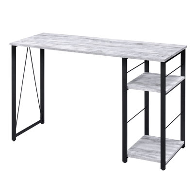 Bureau rectangulaire moderne avec étagères, style industriel noir et gris, 2 blancs