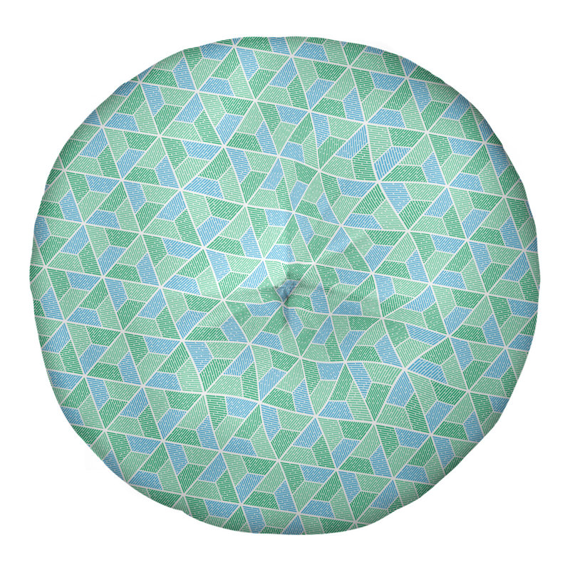Oreiller de sol Katelyn Elizabeth Trapezoids, 30 po x 30 po, Vert / bleu