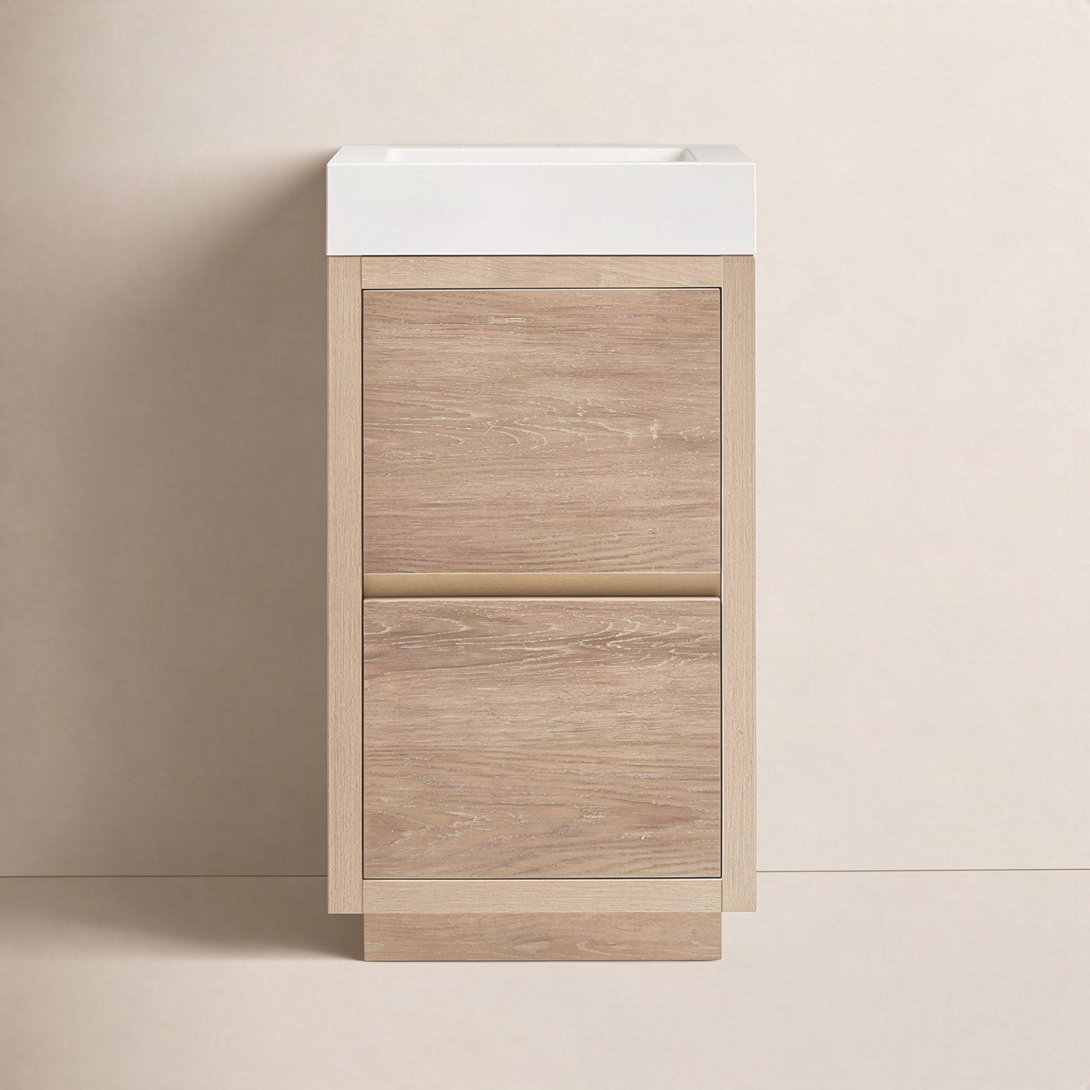Beira 17.7'' Single Bathroom Vanity, North American Oak, White