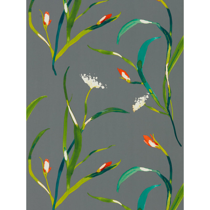 Saona Wallpaper, Kiwi/Charcoal