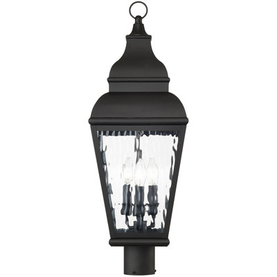 10 Inch 3 Light Post Lantern Pendant with Clear Water Glass - Outdoor Lighting Fixture.