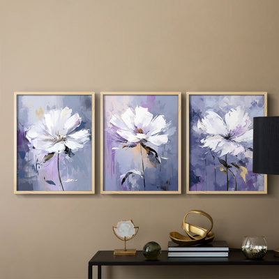 Étude florale série CXLIV - ensemble de 3 estampes numériques encadrées - prêt à