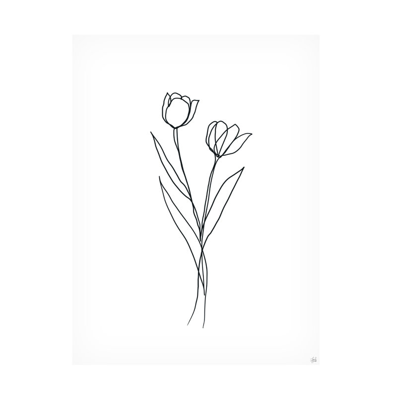 «Floral Line Tulips 1», reproduction de dessin sur toile, H 24 po x l 18 po x P 2 po