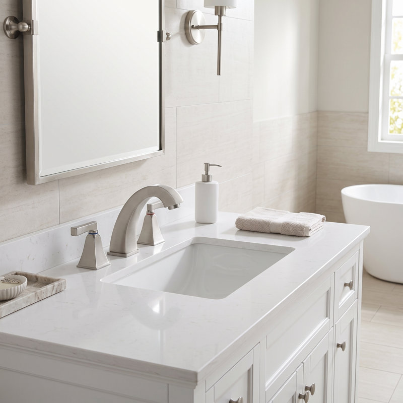 Robinet de salle de bain à poignée double 8 po, Nickel brossé